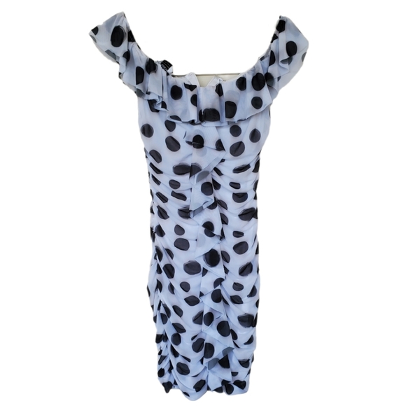Bebe Stéphanie Rouched Polka Dot Dress Medium - Picture 1 of 11